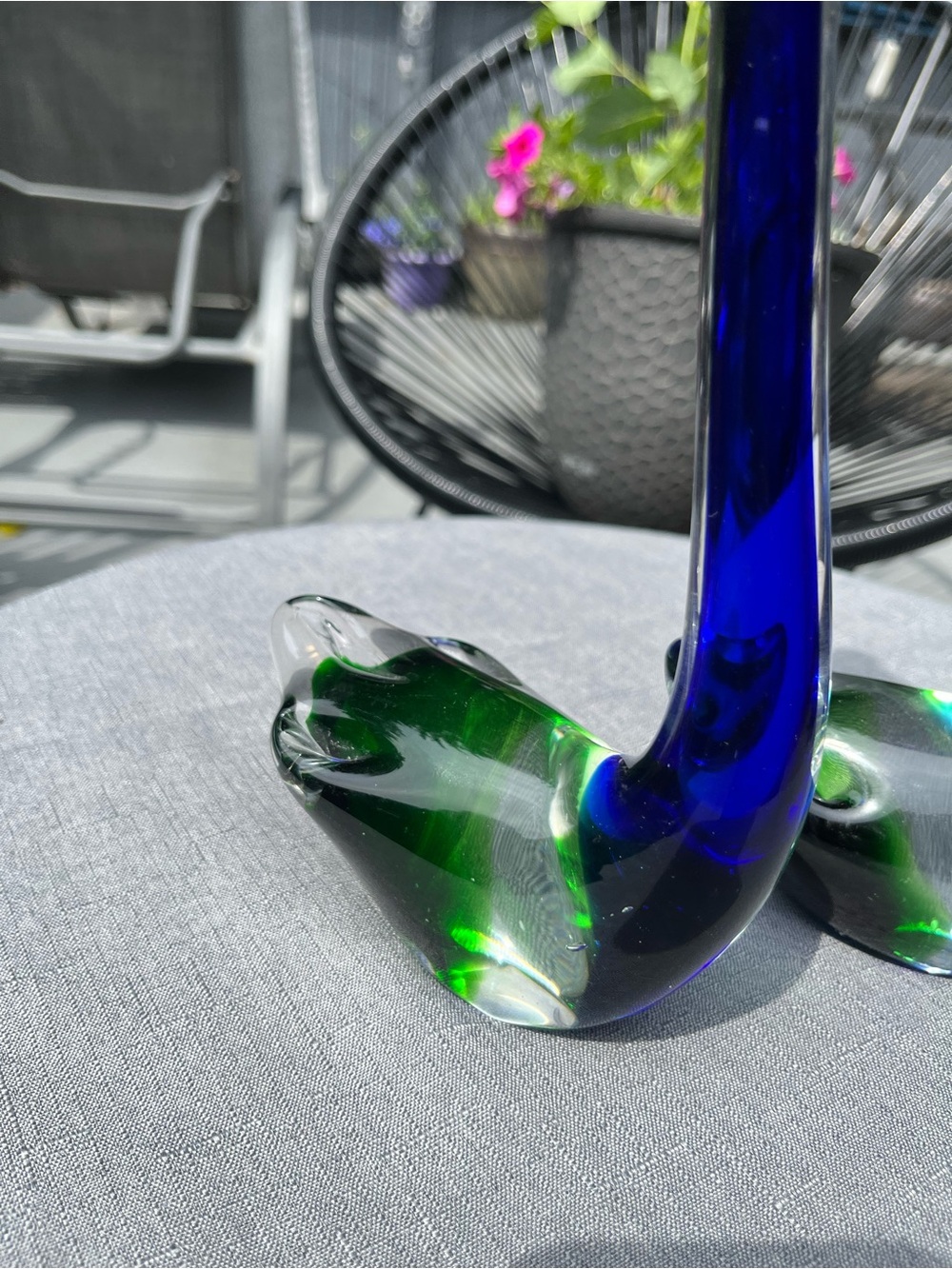 Vintage Murano Style Glass Bird Figurines Pair Blue Green Sommerso - Picture 13 of 16